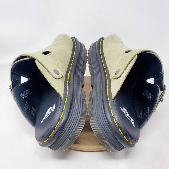 Dr‎ Martens Shoes Mens 11 Zebzag Mule Green Suede Strap Chunky Platform Shoes main image 14
